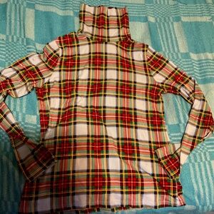 Plaid turtleneck by Lands End great for layering light blue red yellow…
